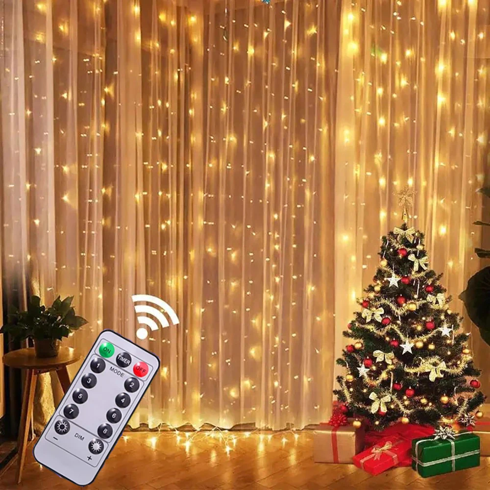 

Christmas Curtain Light 3x3M USB LED String Lights 300 Leds Fairy Garland Merry Christmas Decor For Home New Year Outdoor Party