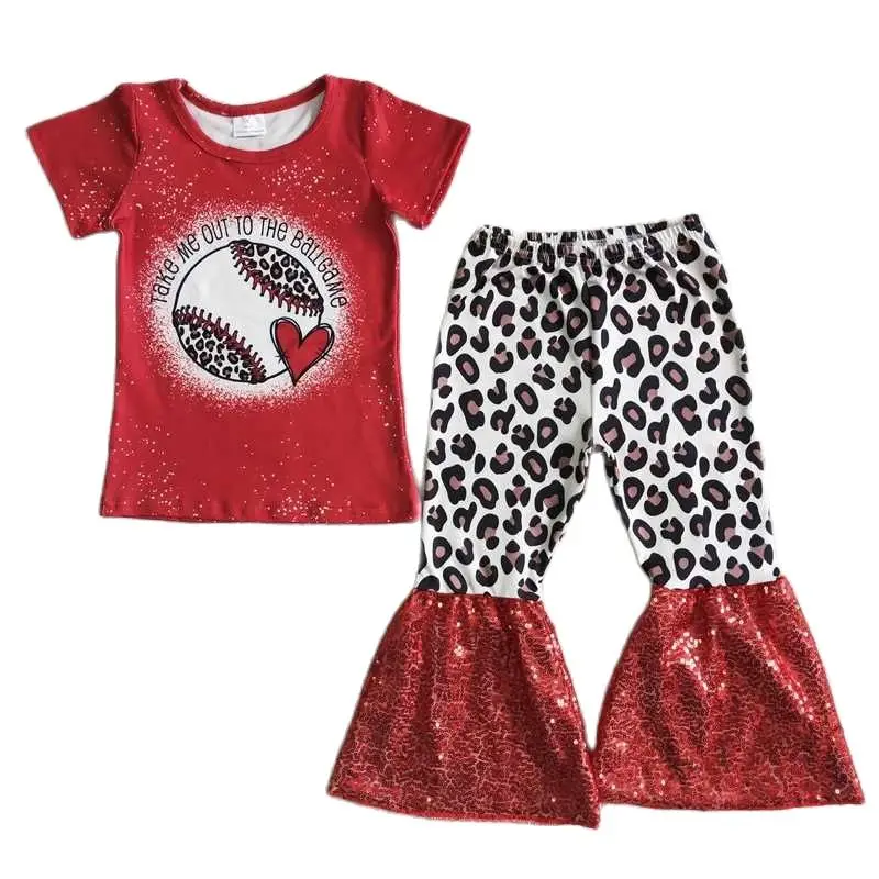 

Kids Clothing Girls Short Sleeve Top With Pants Cartoon Print Milk Silk