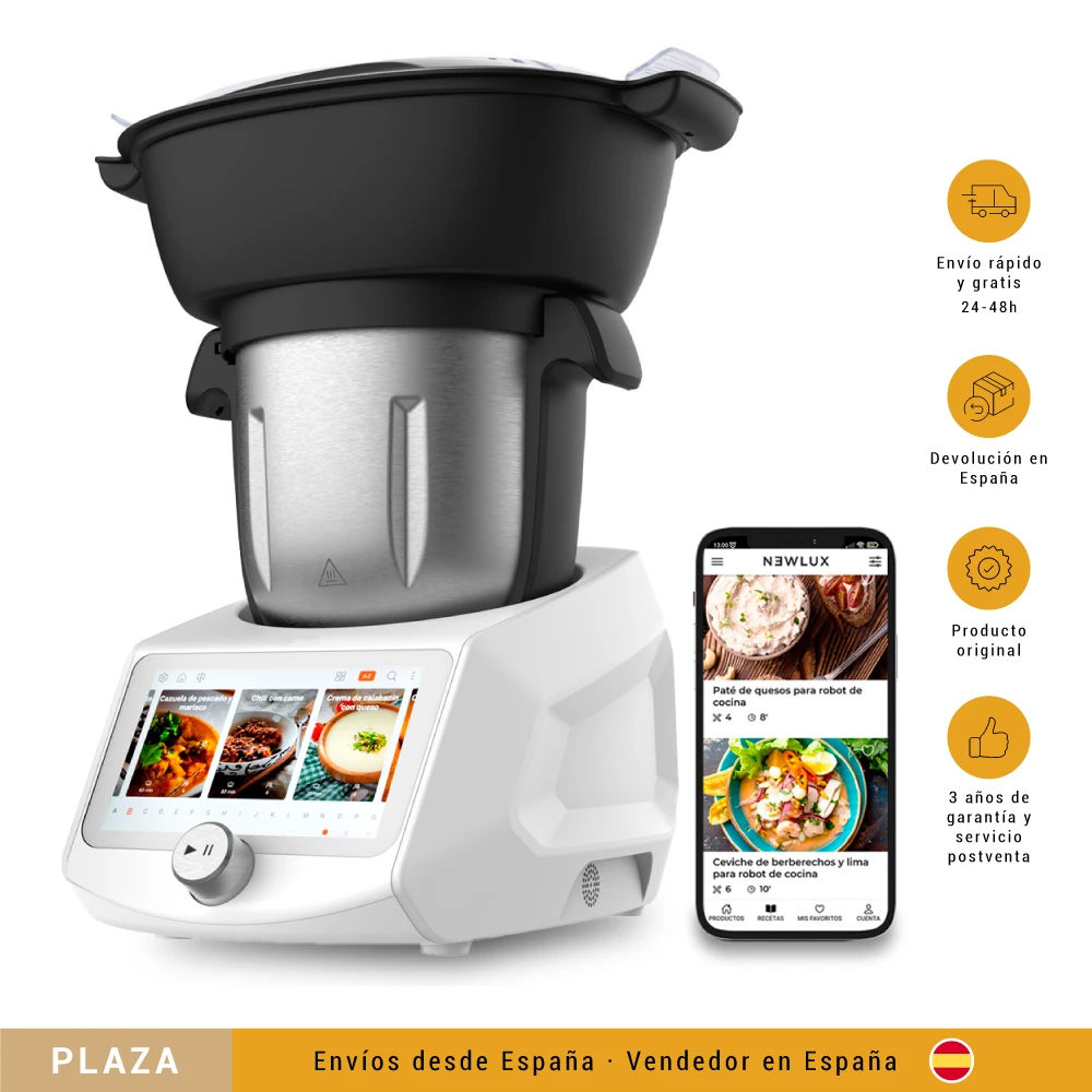 Robot de Cocina Multifunción RM990 Wifi, 1400W, 3L, 12 Vel + Turbo, 8 Accesorios, Temp 37-130ºC. Vaporera y Recetas Guiadas