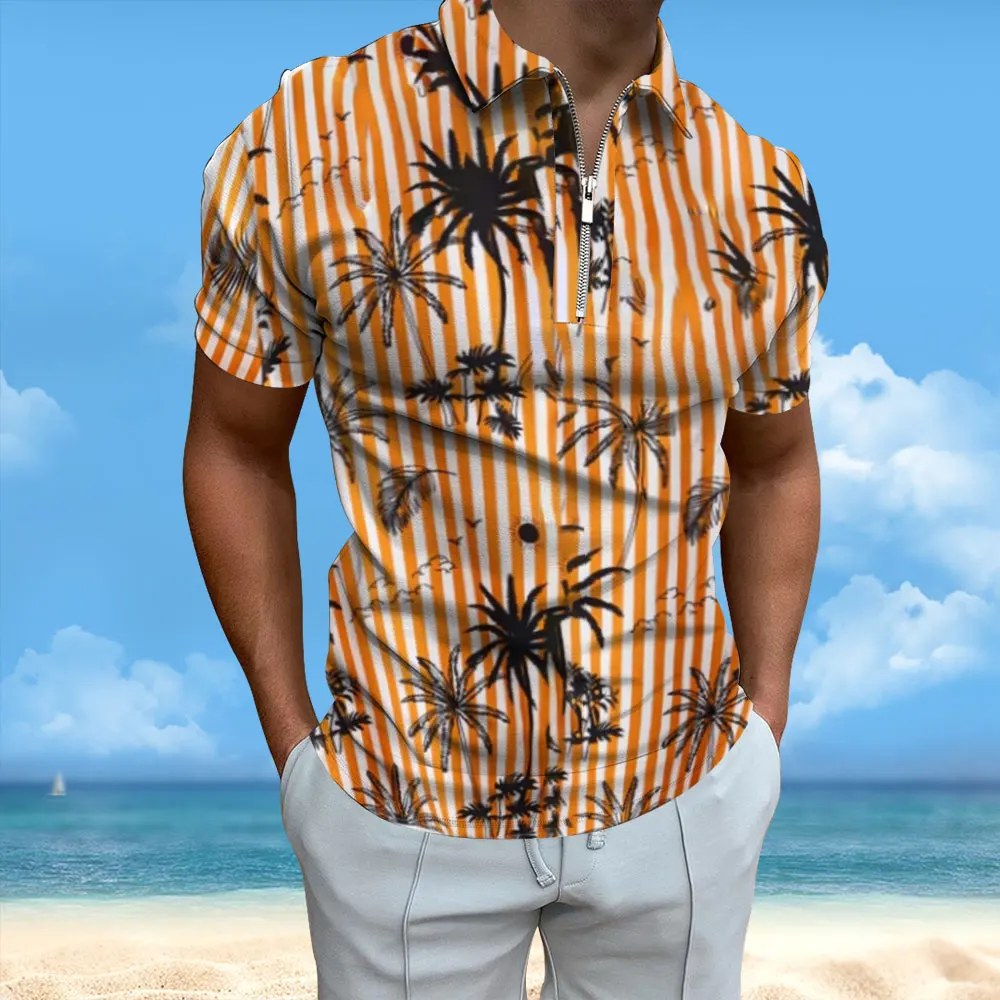 

Футболка мужская с принтом кокосового дерева, Повседневная модная свободная Удобная рубашка с короткими рукавами, гавайская модель, лето