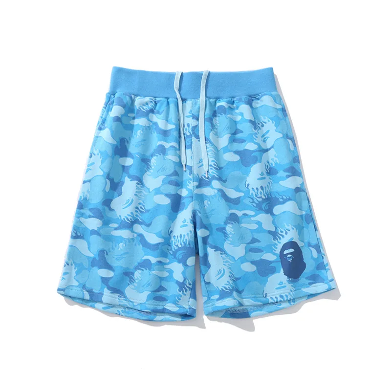 Wholesale Cotton Flame Camouflage Casual Bape Shorts Summer Men's Five-Point Loose Women's Shorts
