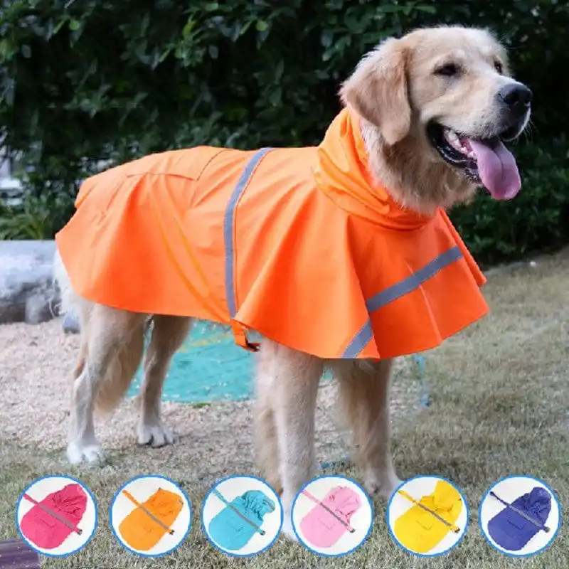 

ZOOBERS Reflective Dog Raincoat Pocket Adjustable Waterproof Slicker Rain Jacket for Small Medium Large Dog