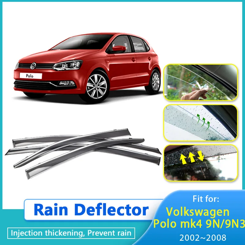

Дефлектор от дождя для Volkswagen Polo mk4 9N 9N3 2002-2008 хэтчбека автомобильный козырек защита от дождя Chuvento Windabweiser