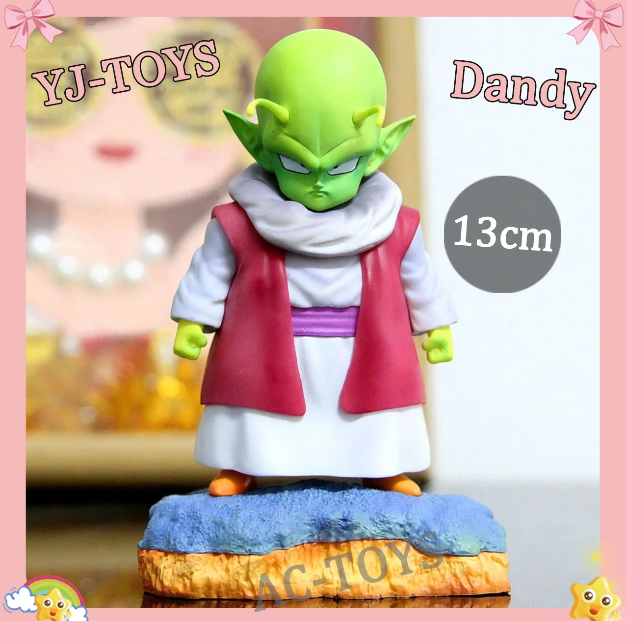 Фото Фигурка Денде из Dragon Ball Z - статуэтка наёмного воина с планеты Намек с каменной подставкой, 13 см, подвижная, коллекционная модель аниме-персонажа для рабочего стола №1