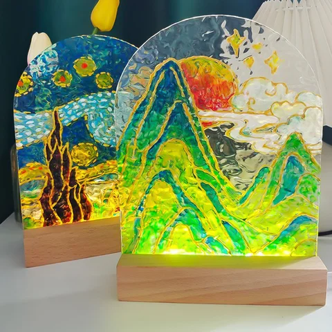 Деревянная светодиодная подставка для 3D хрустальной статуи