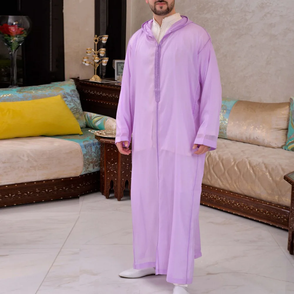 

Muslim Fashion Men Jubba Thobes Arabic Pakistani Dubai Abaya Abaya Islamic Clothing Eid Prayer Purple Long Shirt Dress