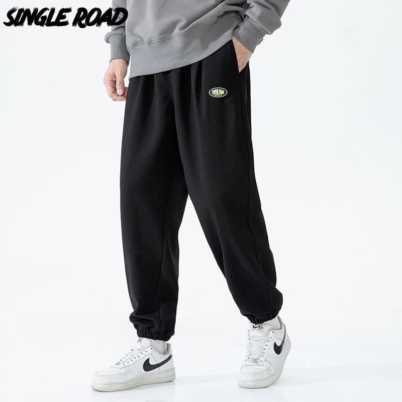 

Single Road Mens Waffle Sweatpants Baggy Joggers Men 2022 Fashion Hip Hop Skateboarding Pants Streetwear Sports Pants For Men