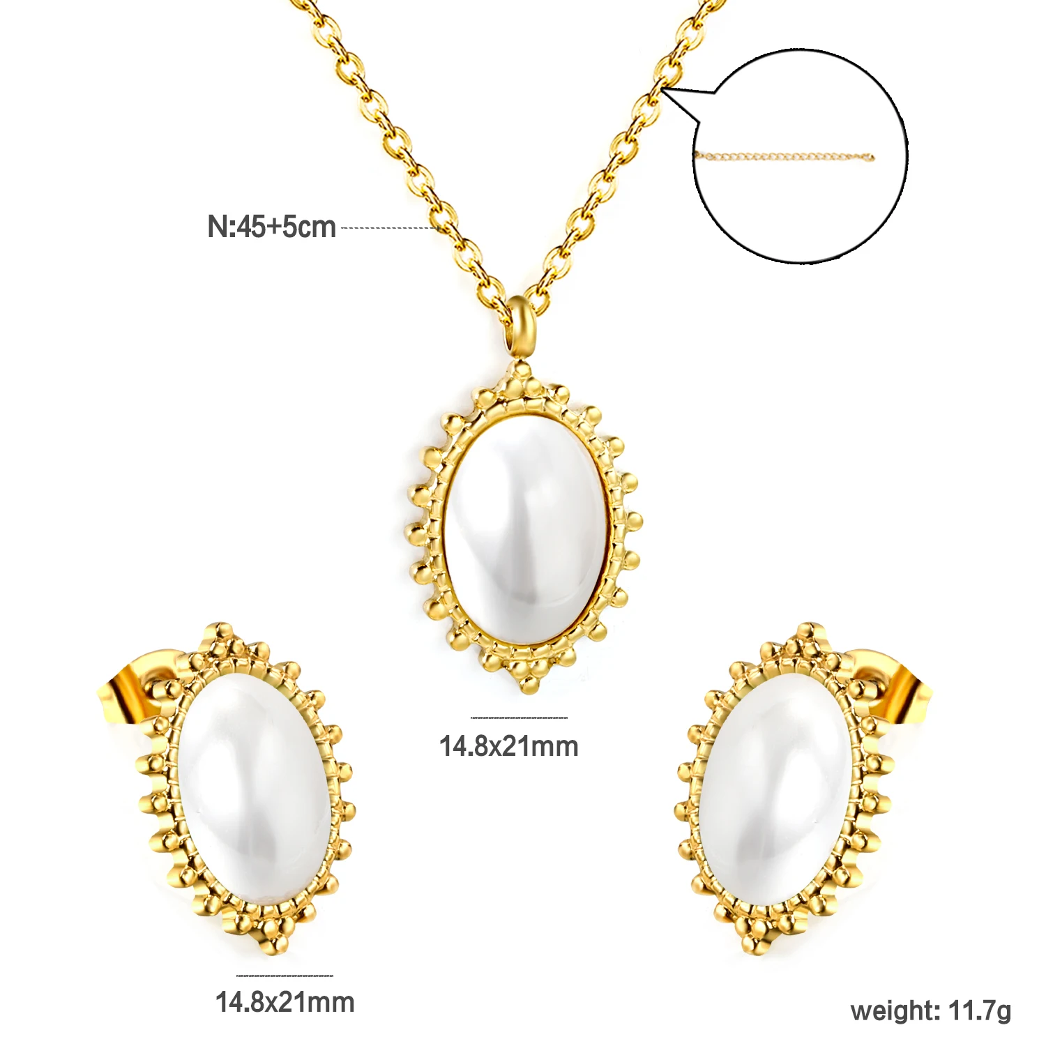 Роскошные белые овальные жемчужные серьги LUXUKISSKIDS из нержавеющей стали