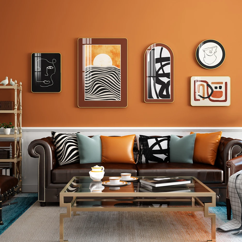 

Настенная картина из хрустального фарфора с рамкой в стиле бохо Nordic Orange Matisse