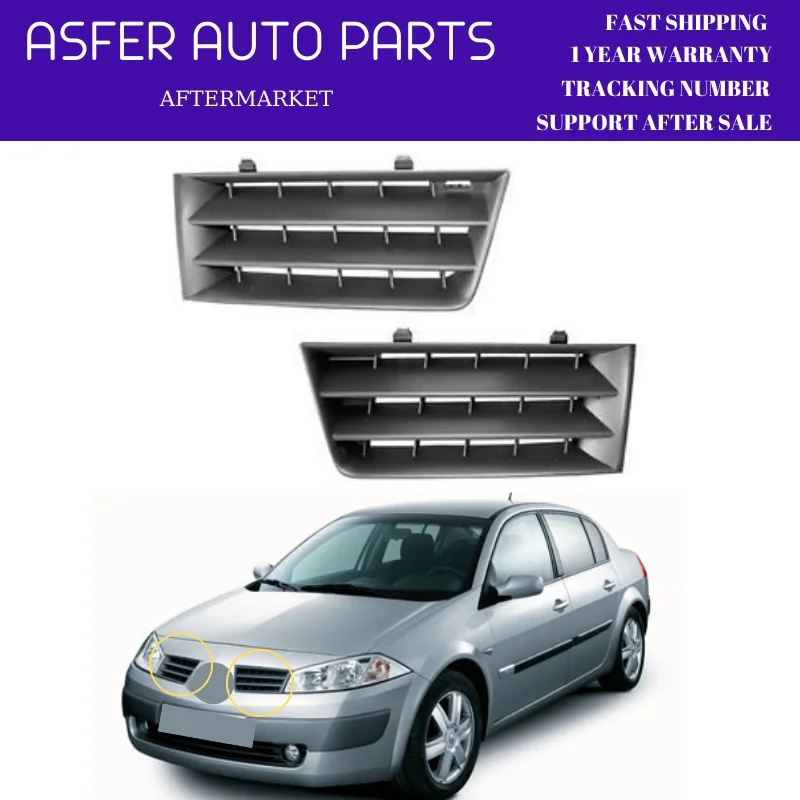 

Front Bumper Grille Left and Right for Renault Megane 2 2003-2006 Complete Set Black Color high quality 7701474478