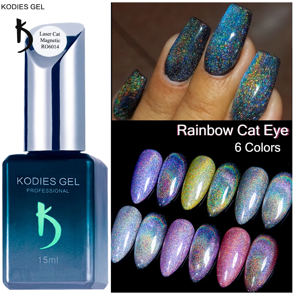 

Гель-лак KODIES «кошачий глаз» для ногтей, Радужный лак, лазерный Алмазный голографический Магнитный Гель-лак для ногтей, 15 мл, Полупостоянный УФ-лак для маникюра SalonArt