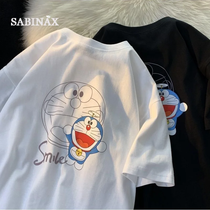 

Одежда SABINAX из аниме Дораэмон, летняя футболка с коротким рукавом, повседневные топы с забавным рисунком из мультфильма Дораэмон, женские фу...