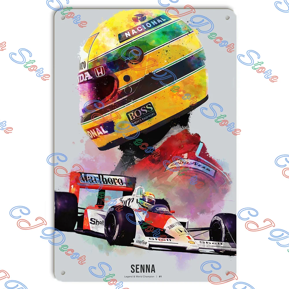 

Макларен Айртон Сенна F1 формула 1 и шлем постер Pri винтажные жестяные знаки железная живопись настенная тарелка домашний бар паб мужская пещ...
