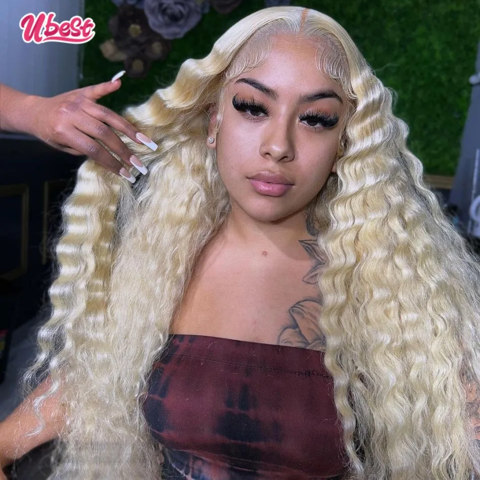 

13x4 Transparent 613 Honey Blonde Colored Loose Wave Lace Frontal Wigs Human Hair 180% Remy Curly Lace Human Hair Wigs For Woman