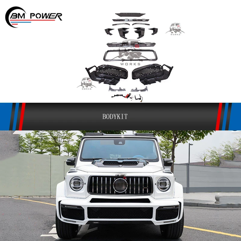 

Dry Carbon Fiber G-CLASS W463A W464 B800 B700 Upgrade To B900 Rocket Style Body Kit Parts Roof Spoiler Rear Wing Hood Wheel
