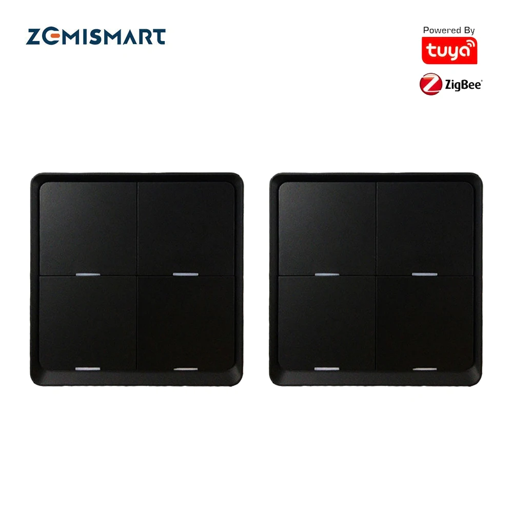 Zemismart – interrupteur sans fil Tuya Zigbee 3.0, 4 boutons, scène intelligente, batterie autocollante, vie intelligente, contrôle par application