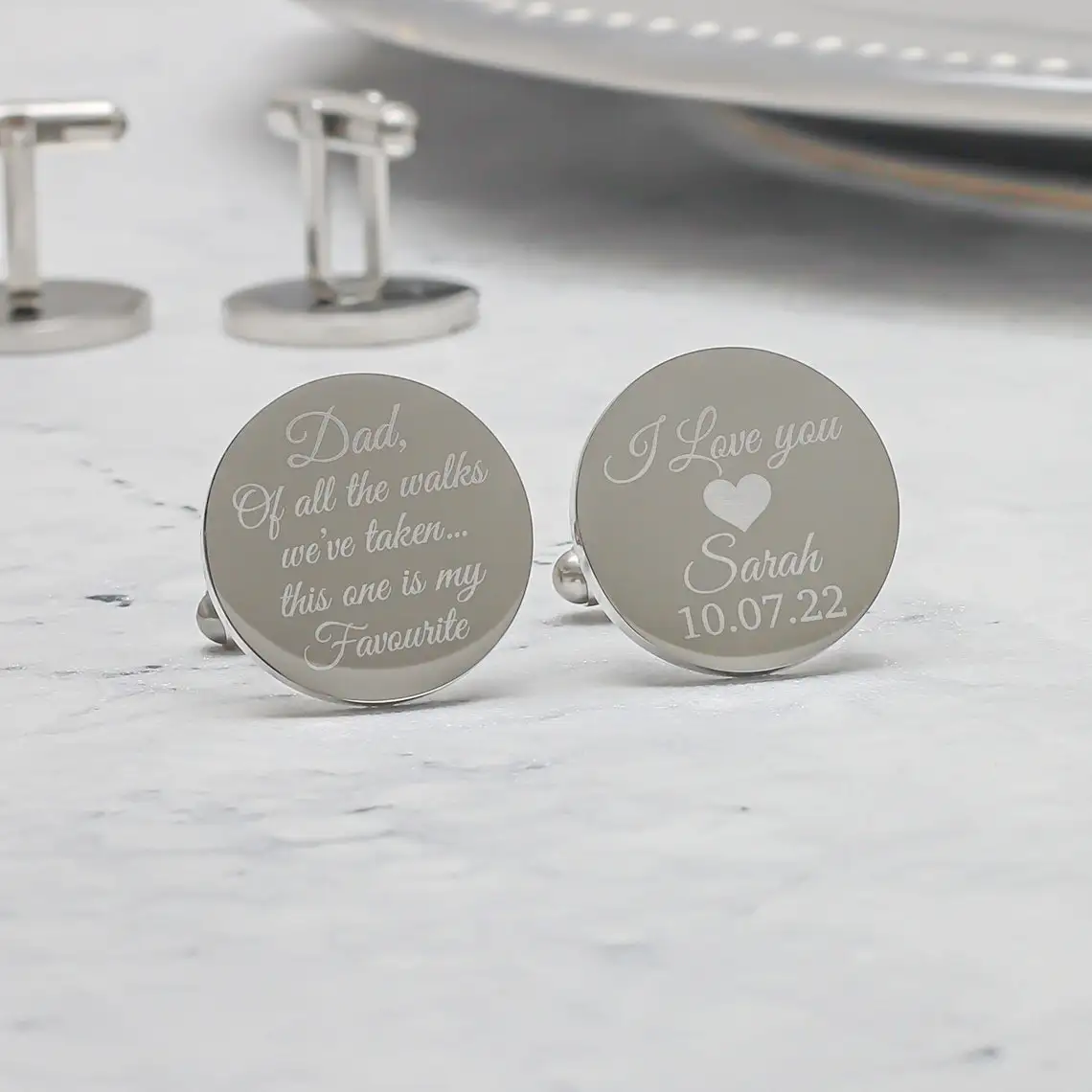 Engrave Initial Cufflinks for Wedding Birthday Groomsmen Gift Stainless Steel Cufflinks for Best Man Dad Husbands Gifts images - 6