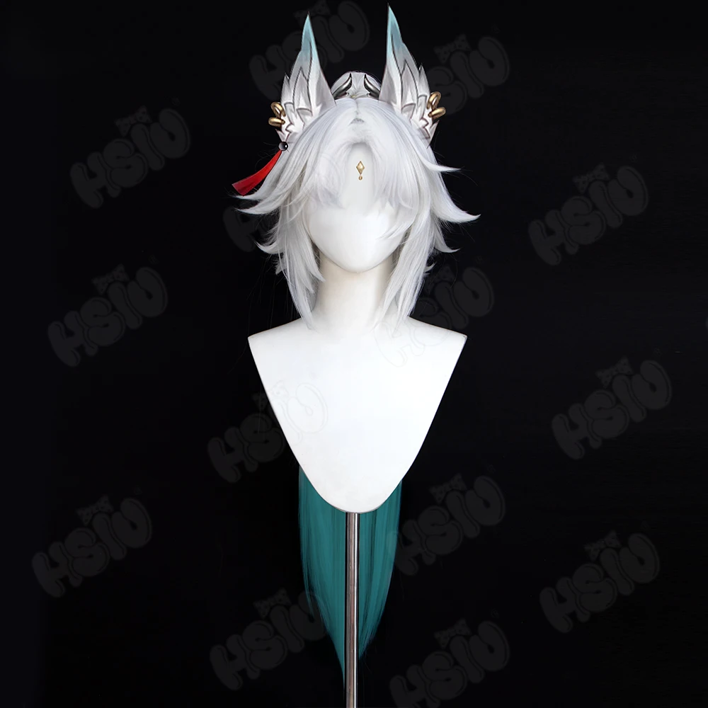 Парик для косплея Game Honkai Star Rail Feixiao серебристый белый градиентный с длинными