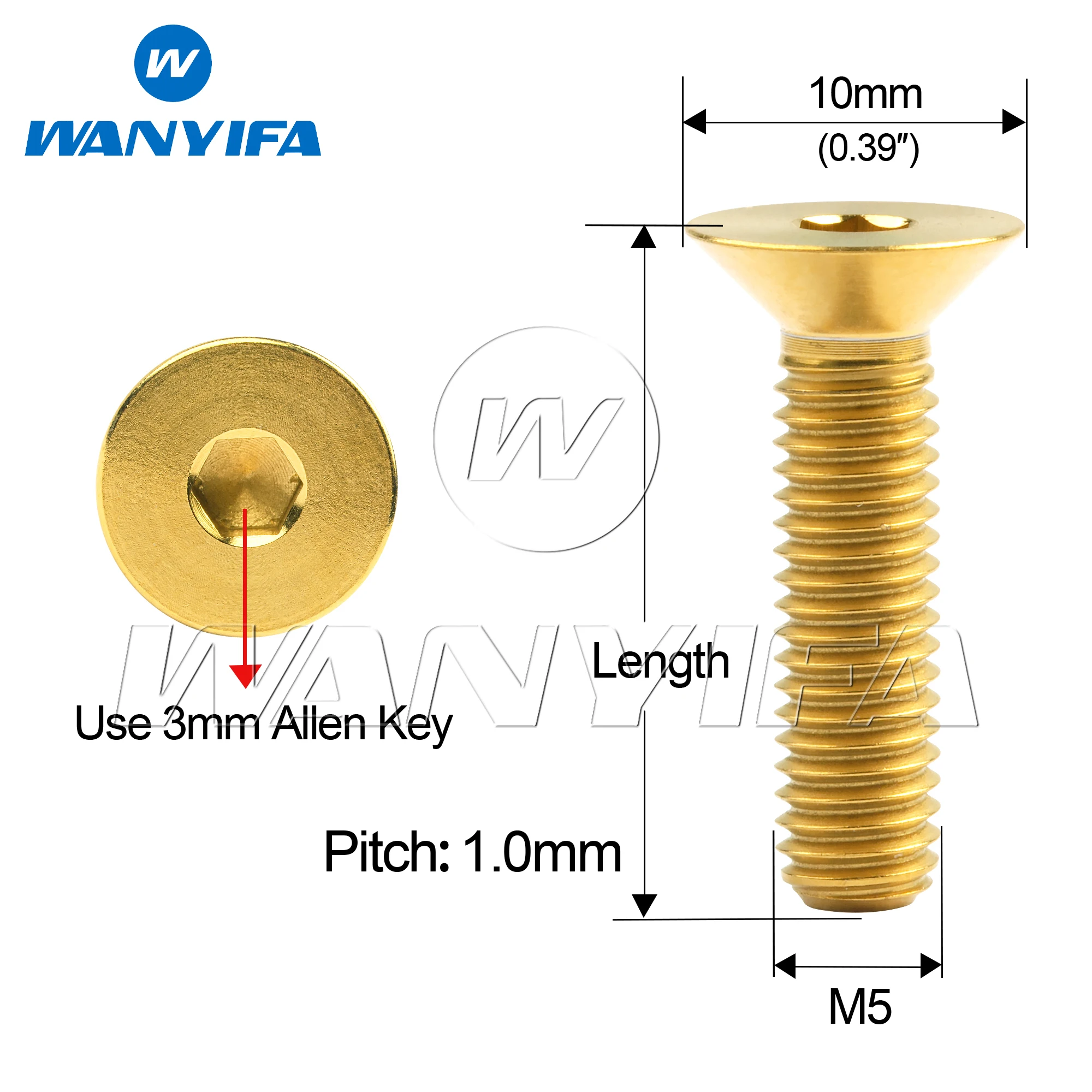 Фото Титановые болты Wanyifa, 6 шт., M5x10, 12, 15, 20, 25, 30 мм, DIN7991, винты с потайной головкой и шестигранной головкой из титанового сплава TC4 Gr5 №2