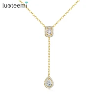 luoteemi elegant water square cz pendant necklace for women cubic zircon trendy necklace charm jewelry wedding female gift