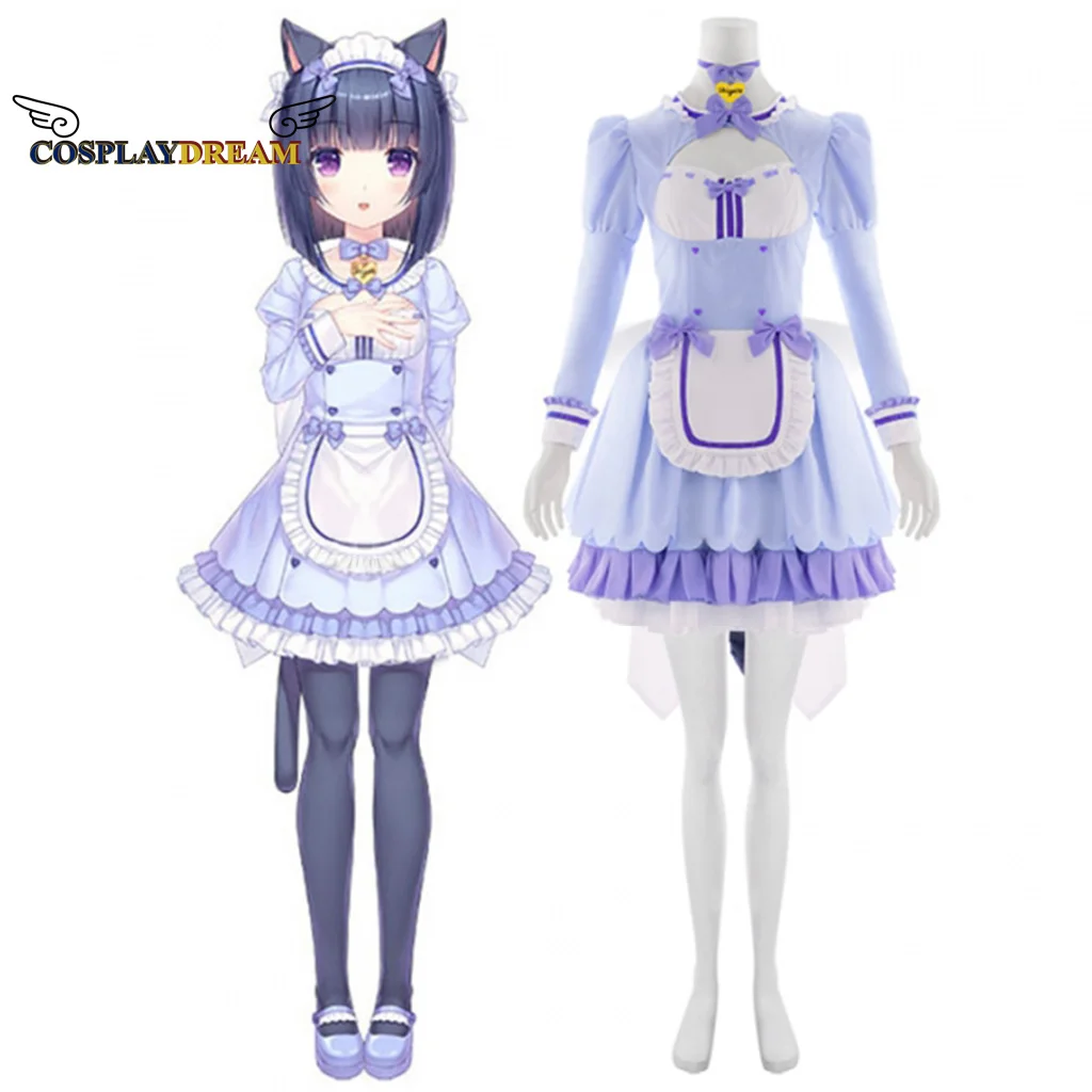 Game Nekopara Chocolate Vanilla Cosplay Costume Cinnamon Cosplay Blue Maid Lolita Dress Suit Cat Cosplay Role Play Outfits