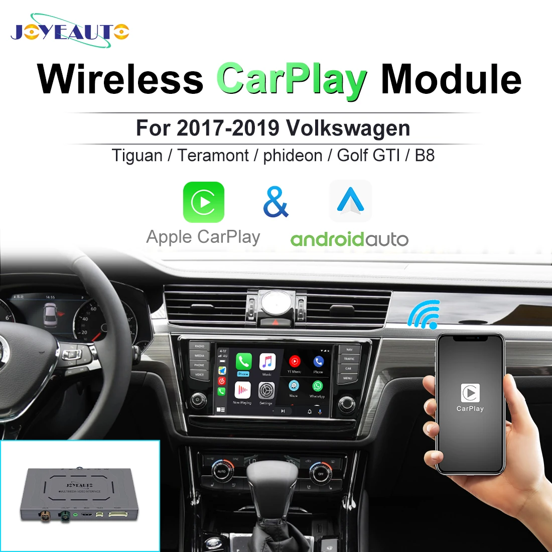 

JoyeAuto Car Play Decoder For Volkswagen Polo MK5 Golf MK7 GT B8 Tiguan Teramont Phideon Wireless Apple CarPlay Android Auto Box