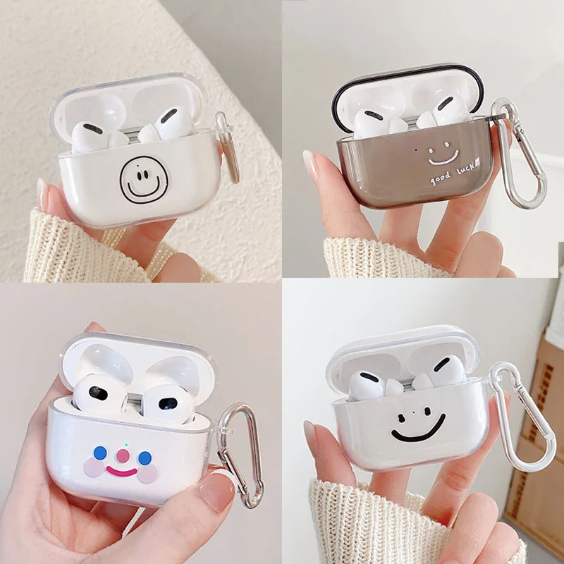 

Cartoon Animals Cute Smiley Nice Earphone Case For Apple iPhone Charging Box For AirPods Pro Hard Transparent Cover Accessories