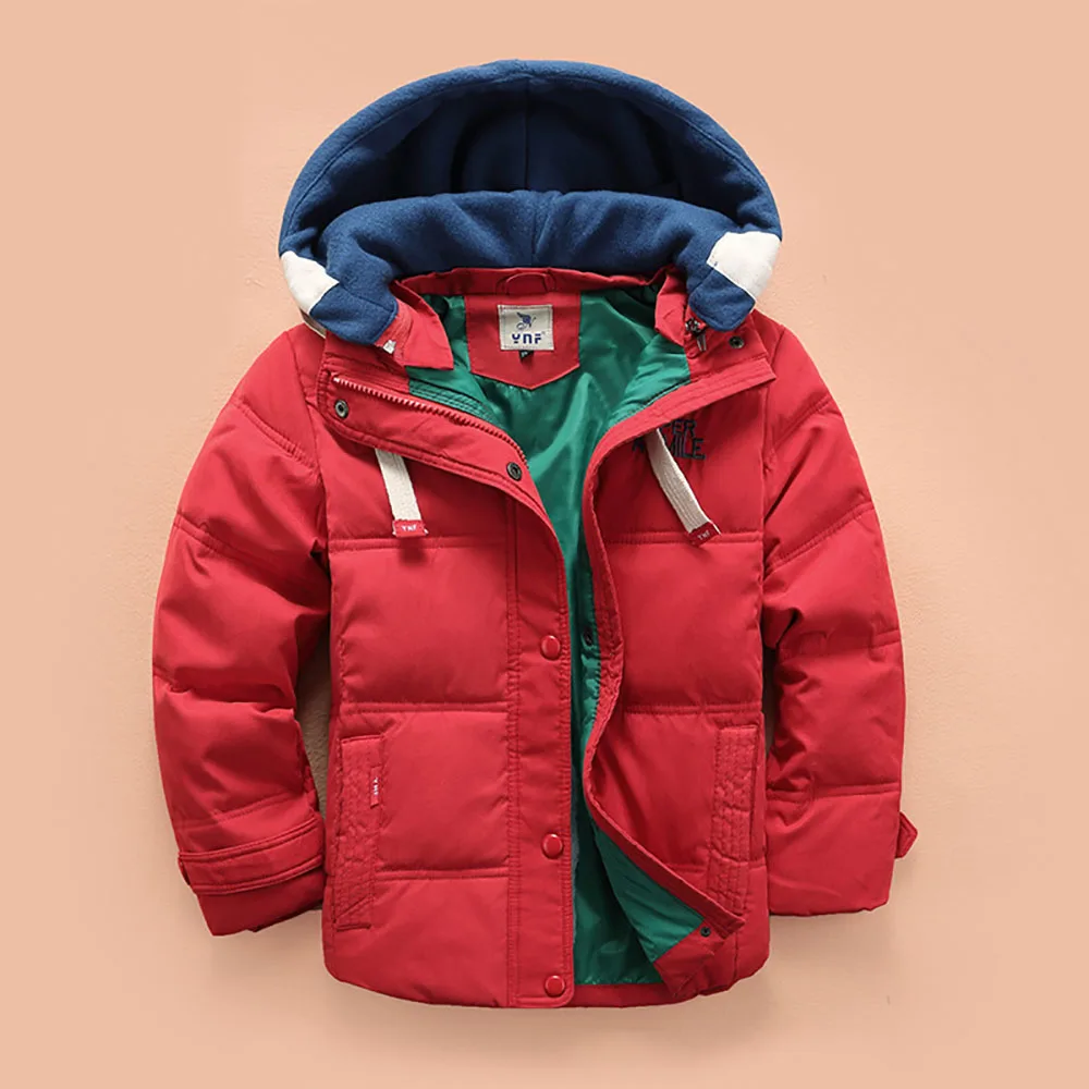 

Зимняя пуховая куртка для детей, зимняя Утепленная стеганая куртка для мальчиков и девочек, однотонное детское хлопковое пальто с капюшоно...
