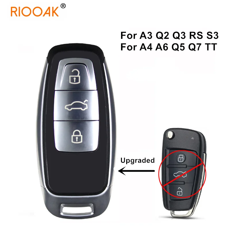 Сменный Модернизированный чехол для смарт-ключа без ключа с 3 кнопками Audi A3 A4 A6 A8 Q2