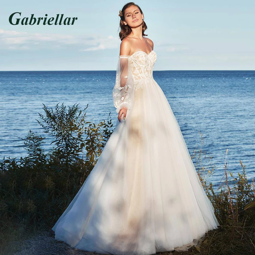 

Gabriellar Exquisite A-line Wedding Dresses 2023 Sweetheart Appliques Backless Detachable Sleeve Vestido De Noiva Customer Made