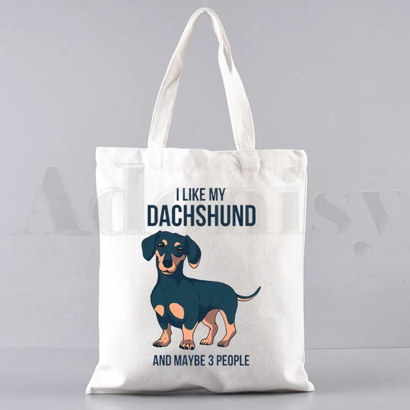 

DICHOS Women's Casual Canvas Shoulder Bag cute dog Shopping Bag Cotton Cloth Lady Handbag Eco Reusable Large Tote bag