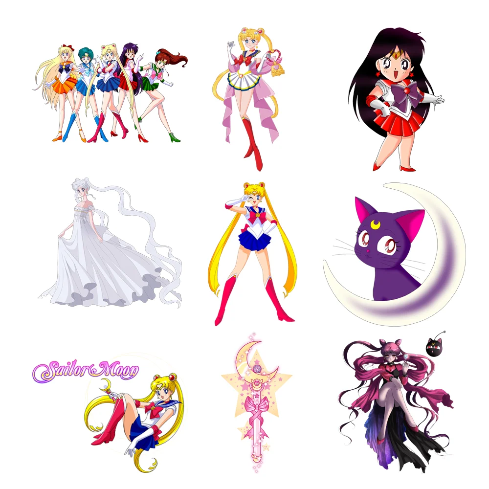 

Термоклейкие нашивки для одежды, термоклейкие нашивки с надписью «Сэйлор Мун», термоклейкие наклейки с молнией, бесплатная доставка