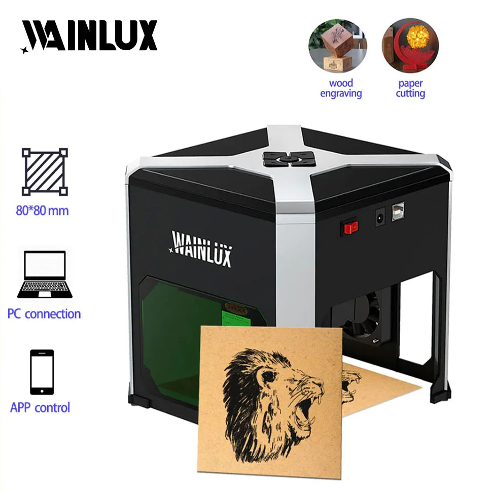 

Wainlux Portable Laser Engraver Cutter Mini 3W Laser Engraving Cutting Machine DIY Woodworking Tool For Pets Tag/Plastic/Wood