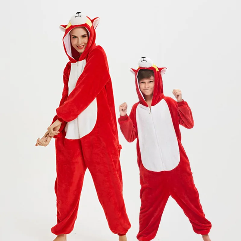 

Family Kigurumi Pajamas Red Husky Dog Onesie Cosplay Costume Pajamas For Kids and Adults