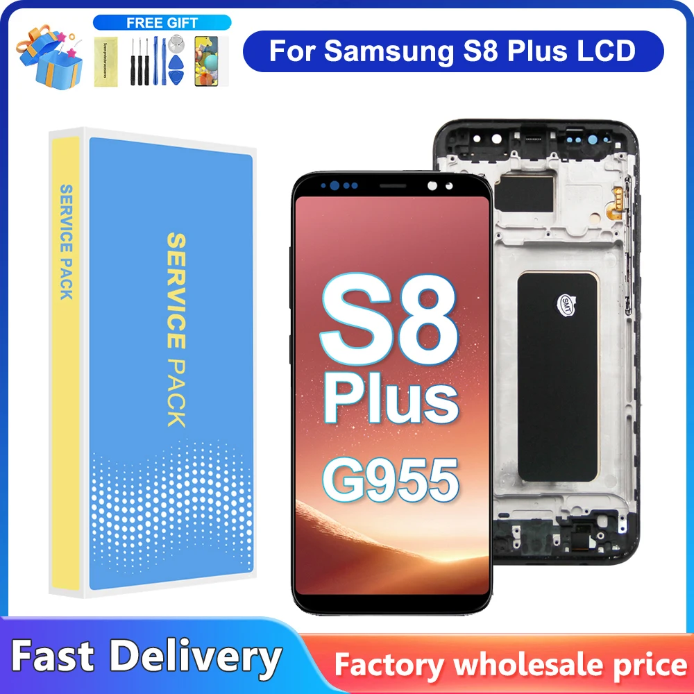 Протестированный для Samsung s8 plus дисплей сенсорный экран с рамкой дигитайзер S8 + G955