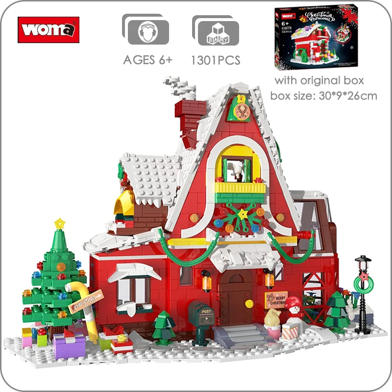 

Рождественский домик Poine Me в виде пряника Санты, набор строительных блоков, Рождественский игровой набор, набор строительных игрушек, подар...