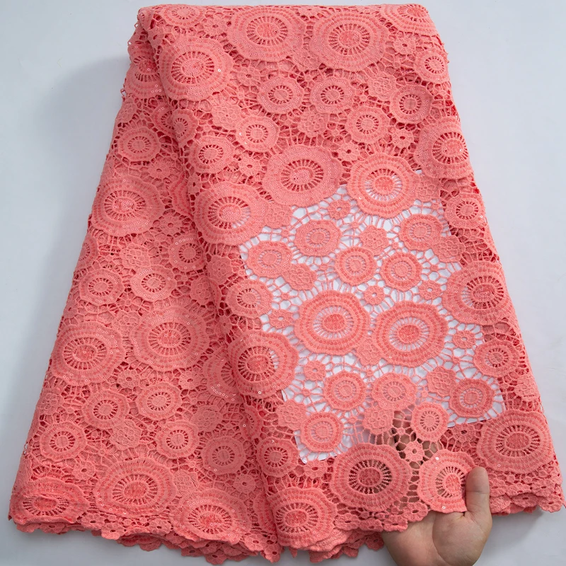 Кружево SJD, африканский гипюр, шнур, кружевная ткань 2023, высококачественное водорастворимое кружево с камнями для шитья африканского платья для женщин A3280