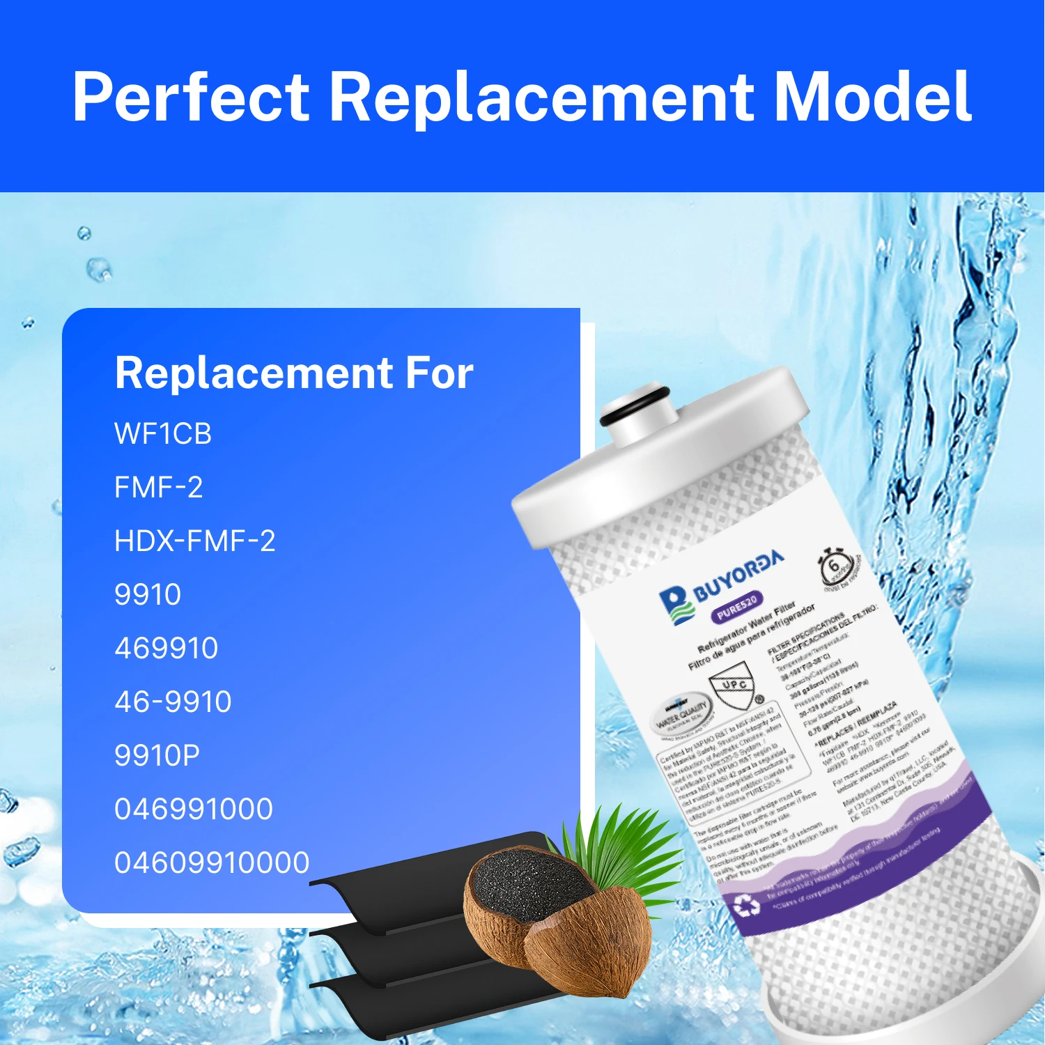 Фото Сменный фильтр для воды WF1CB для холодильников, совместимый с Frigidaire PureSource WFCB RG100 NGRG2000 WF284 9910 469910, угольный №5