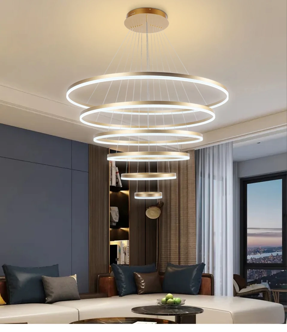 Led Pendant Lights For Home Kitchen Living Dining Room Diy Hanging Light Circle Rings Lamp Indoor Lighting Fixtures