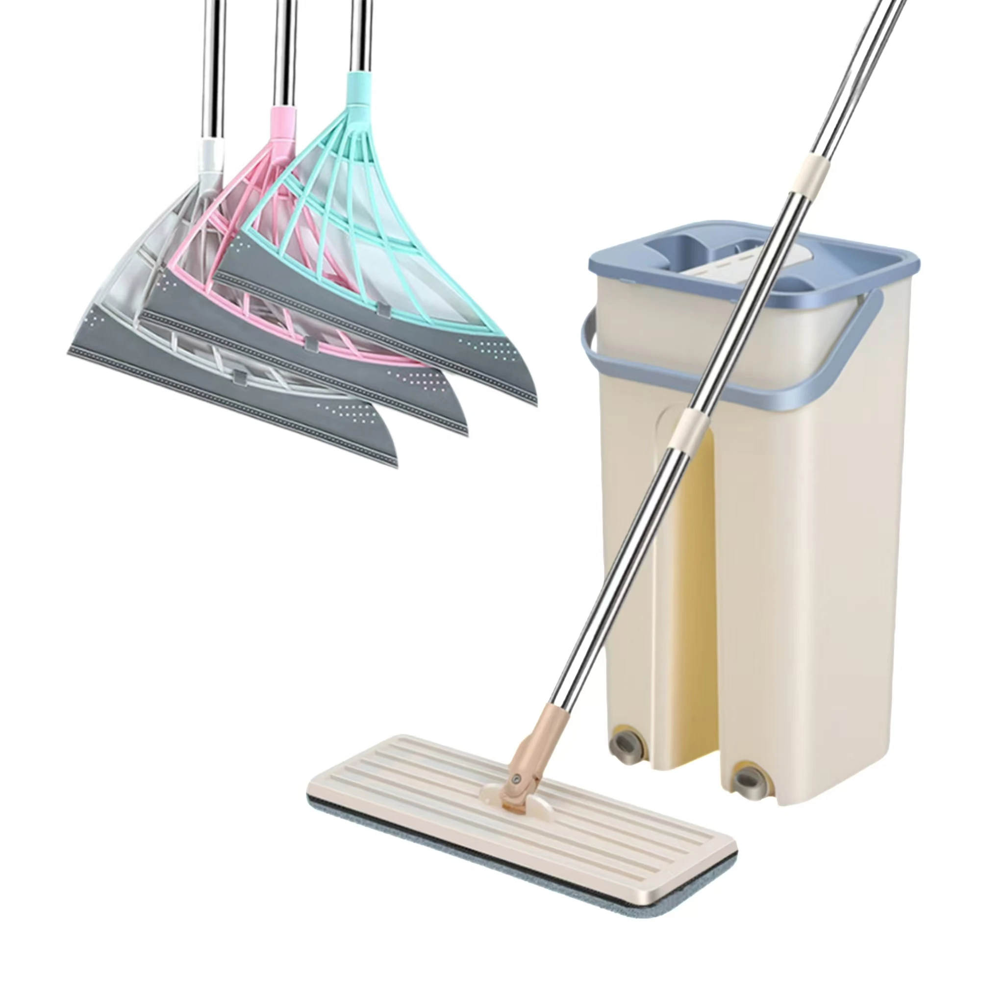 Набор из 2 швабры с ведром и волшебного колесика