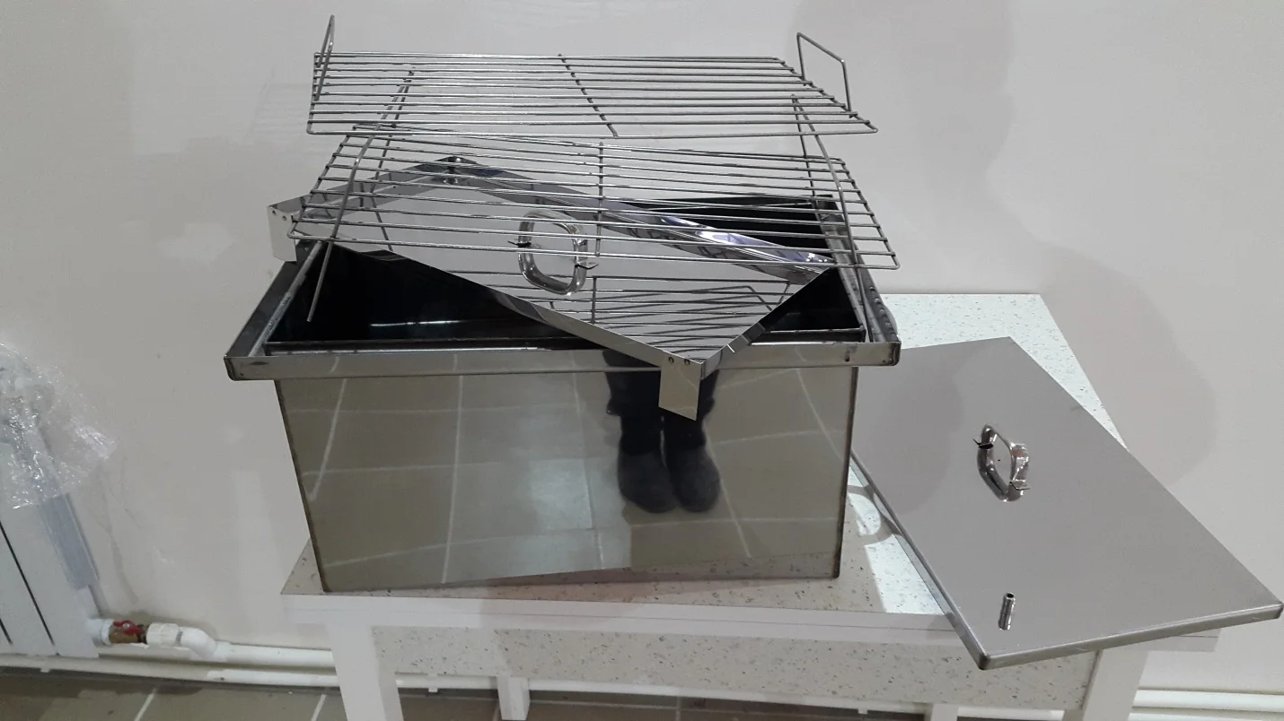 Коптильня из нержавеющей стали с гидрозатвором 450 Х 250 мм