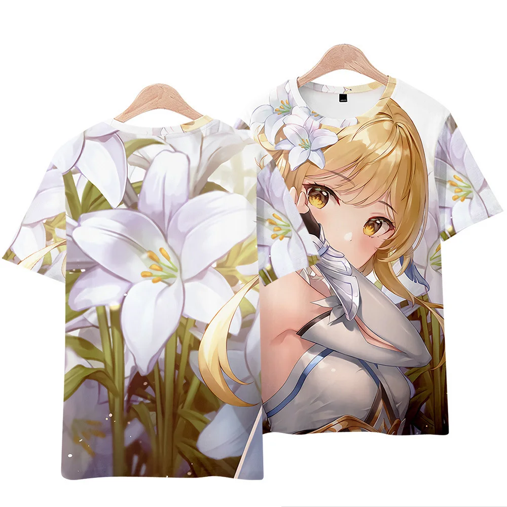 

Game Genshin Impact Razor Klee Bennett Anime Print Tees Oversized Graphic T-shirt Harajuku Manga Fashion Summer for Men Clothing