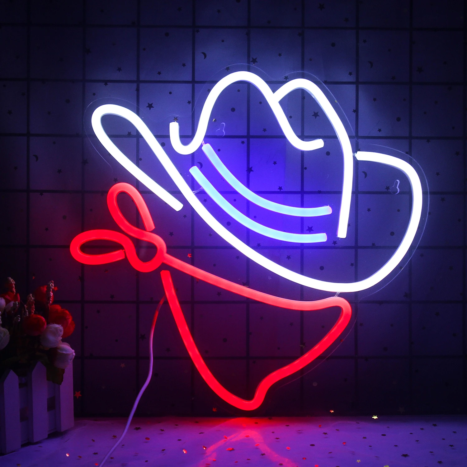

Cowboy Hat Scarf Neon Sign Acrylic Handmade Man Cave Beer Pub Bar Wall Decor Neon Light