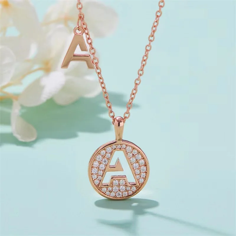 

Initial Pendant Necklace Women 925 Silver Letter Moissanite Necklace Ins 2022 Jewelry Rose Gold Iced Diamond Alphabet Collares