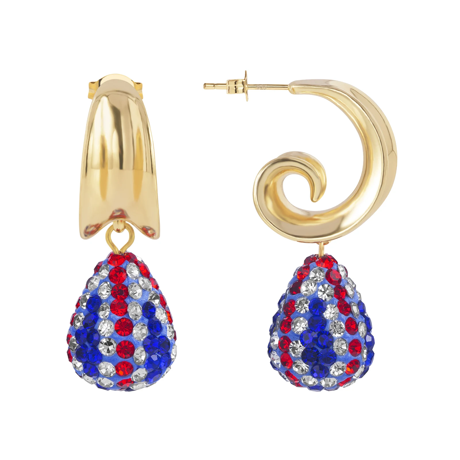 

Серьги-гвоздики из серебра 925 пробы с разноцветными кристаллами