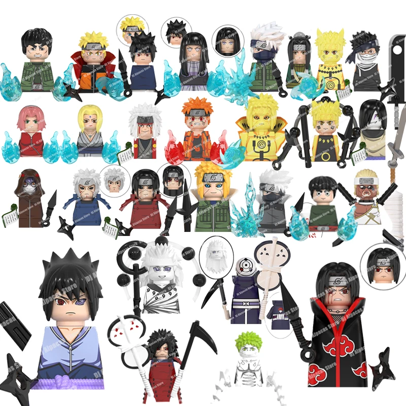 

Naruto Sasuke Kakashi Building Blocks Akatsuki bricks Anime cartoon Mini Action Figures Heads Assembly Toys kids Birthday Gifts