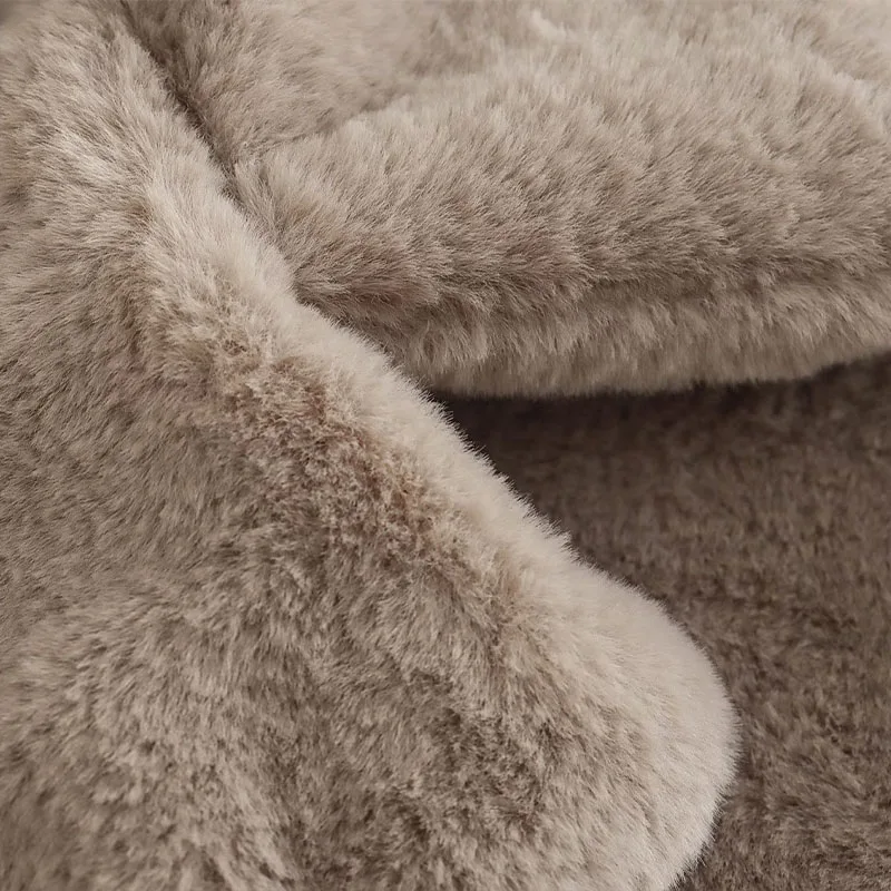 ZATRHMBM Women 2022 Autumn Winter Fashion Faux Fur Effect Coat Vintage Long Sleeve Button Up Female Outerwear Chic Tops