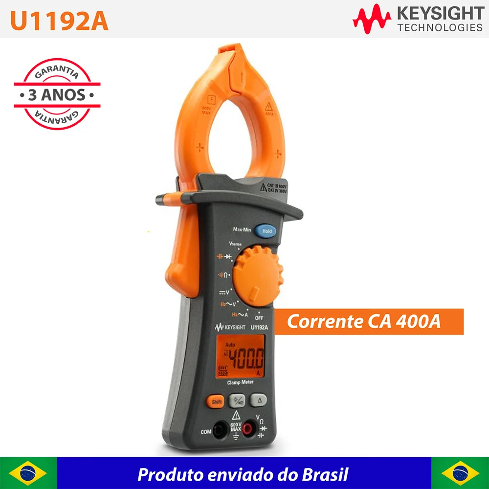 

U1192A - Alicate Amperímetro CA 400A CAT III 600V e CAT IV 300V - Enviado do Brasil