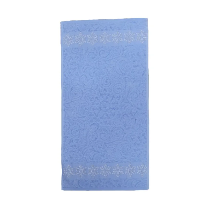 Махровое полотенце Вышний Волочек - Снежинка тёмно-голубая, Размер: 35х70