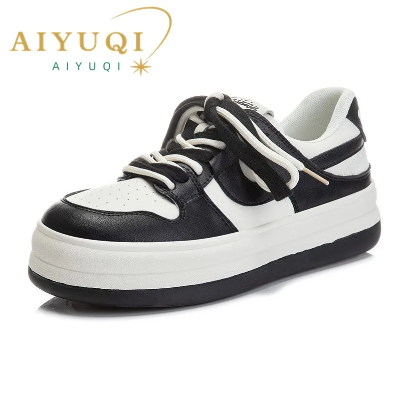 

AIYUQI Genuine Leather Ladies Sports 2023 Spring New Thick Soled Sneaker Women Casual Board Shoes Flat Women's Shoes